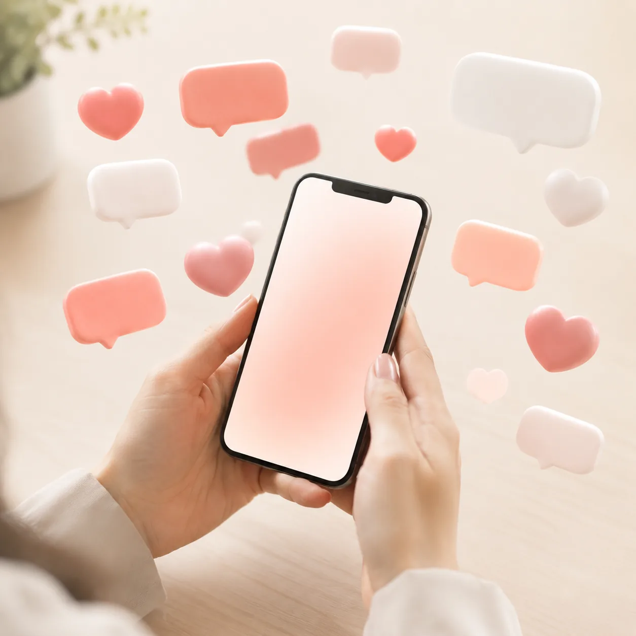スマートフォンの通知に囲まれている様子